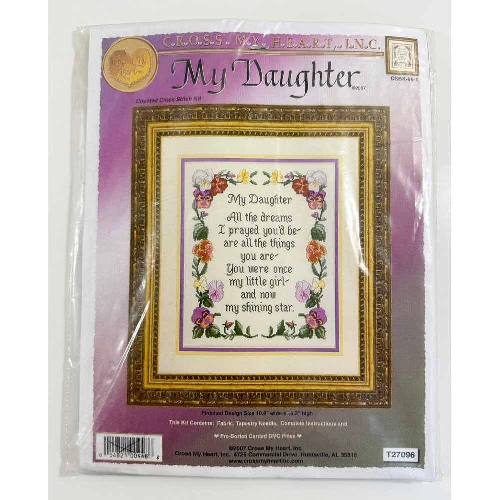 Cross My Heart Cross Stitch Kit Unisex OS White My Daughter Pansies CSBK-96-1